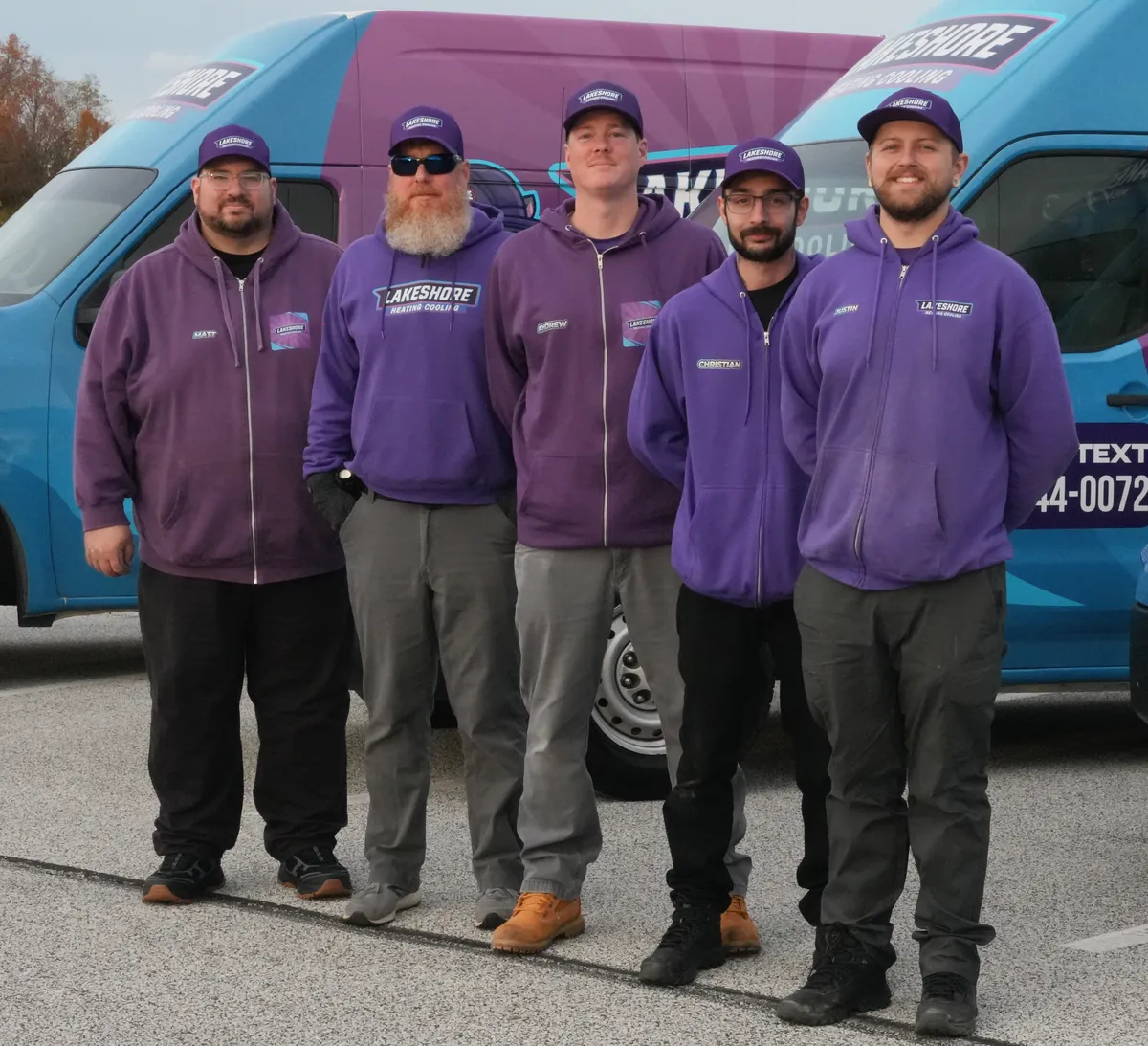 Lakeshore HVAC technicians working as a team